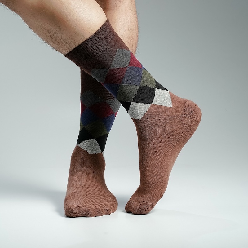 Picture of Swan Premium Long Socks For Men  (Brown)