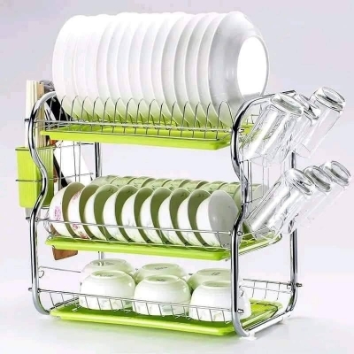 Picture of B Shape 3 Layer Stainless Dish Drainer Rack