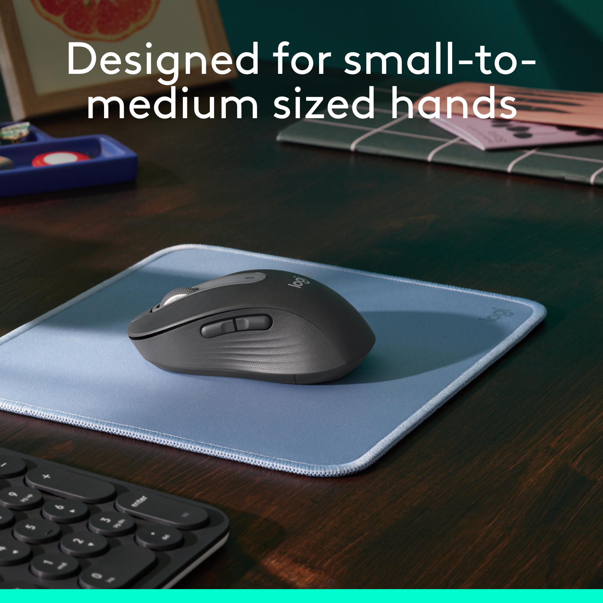 Picture of Logitech Signature M650 Wireless Mouse - For Small to Medium Sized Hands, 2-Year Battery, Silent Clicks, Customisable Side Buttons, Bluetooth, Multi-Device Compatibility