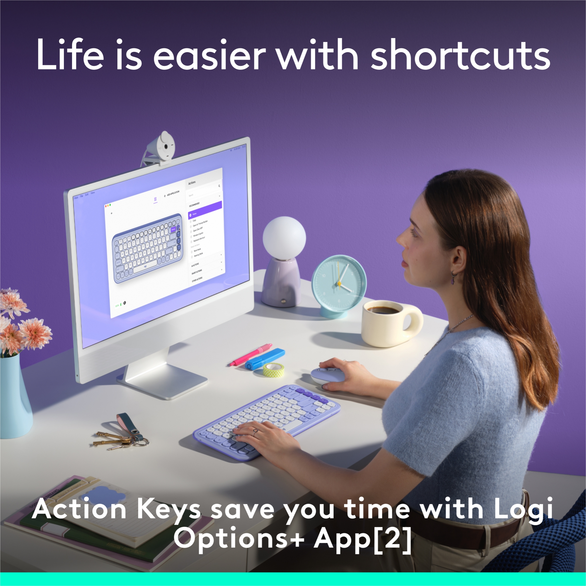 Picture of Logitech POP ICON Keys Wireless Bluetooth Keyboard, Comfortable Typing, Programmable Keys, Easy-Switch Between up to 3 Devices, for Laptop, Tablet, PC