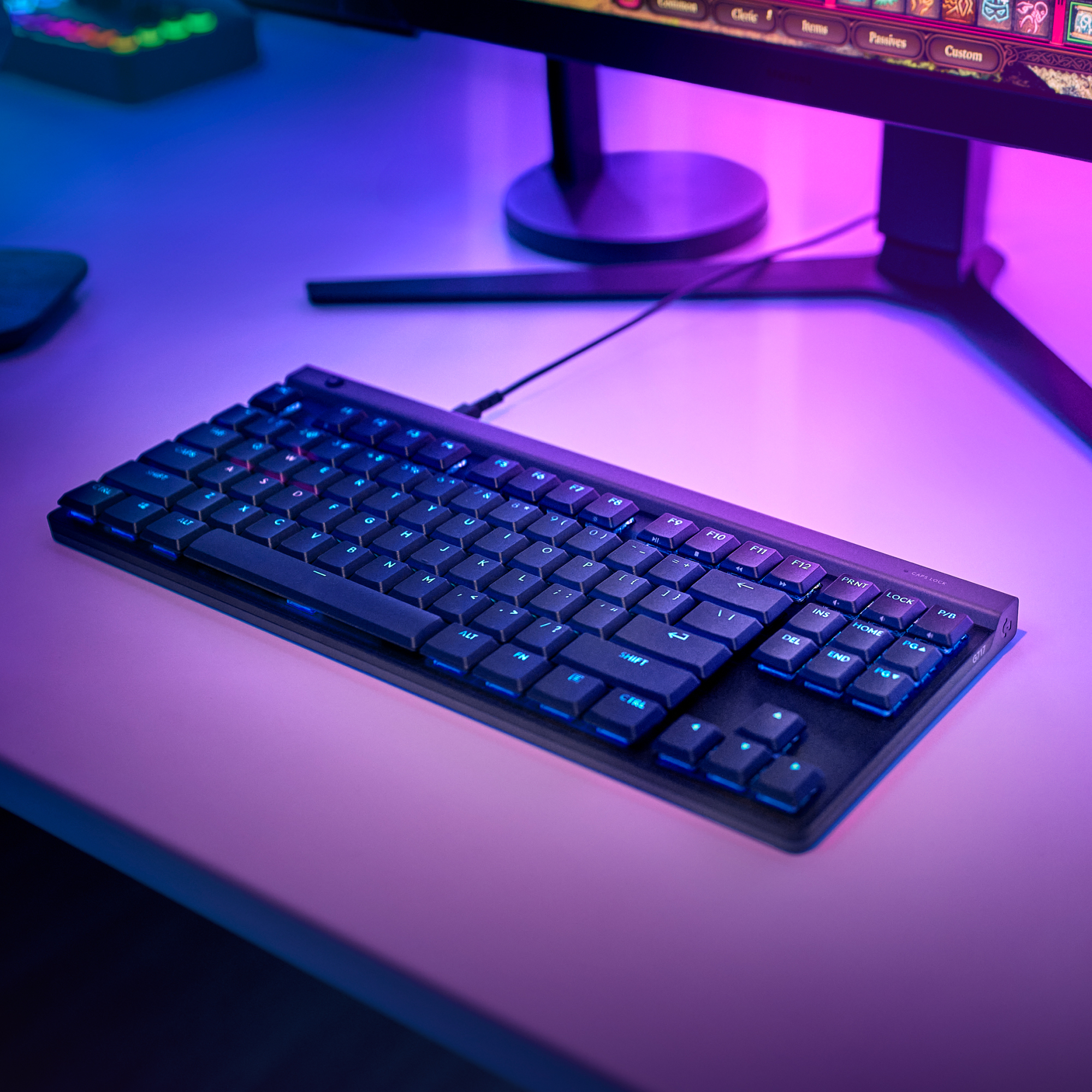 Picture of Logitech G515 TKL Wired Low Profile Gaming Keyboard, Fully Customisable RGB, Double-Shot PBT Keycaps, Tactile/Brown Switches - Black