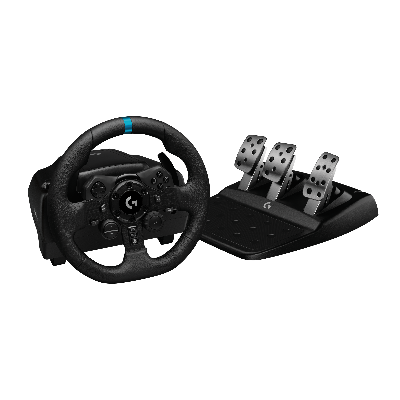 Picture of Logitech G923 Racing Wheel and Pedals, TRUEFORCE Feedback, Responsive Driving Design, Dual Clutch Launch Control, Genuine Leather Steering Wheel Cover, for PS5, PS4, PC, Mac