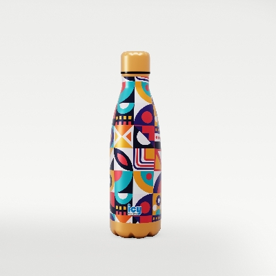 Picture of Hot & Cold Stylish SS Cola Water Bottle 450 ML | Leak-Proof with Eye-Catching Spiral Print | Wide Mouth for Effortless Filling | Double-Walled Insulated Inner Steel and Sturdy Outer | Ideal for Daily Hydration at School, Office, Gym | Modern and Eco-Friendly | Modern Mosaic