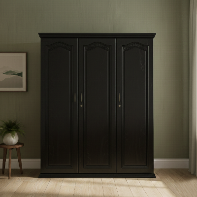Picture of Mannat Deco Paint Lacquer Polish 3 Door Almirah, Rich Home Wardrobe for Bedroom, Multiple Shelves to Organise your Clothes, Hanging Rod, Lockable Door & Drawer Almirah 72/48