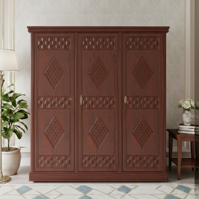 Picture of Newberry Deco Paint Lacquer Polish 3 Door Almirah, Rich Home Wardrobe for Bedroom, Multiple Shelves to Organise your Clothes, Hanging Rod, Lockable Door & Drawer Almirah 72/48