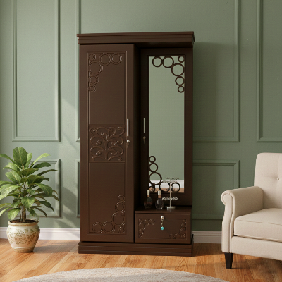 Picture of Rich Home Deco Paint Lacquer Polish Almirah,  Dressing Table, 1 Door Wardrobe with 1 Door Mirror Vanity Dressing Table, Almirah Dressing for Bedroom Clothes & Makeup & Accessories Storage Organizer Shelves 72/30