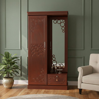 Picture of Rich Home Deco Paint Lacquer Polish Almirah,  Dressing Table, 1 Door Wardrobe with 1 Door Mirror Vanity Dressing Table, Almirah Dressing for Bedroom Clothes & Makeup & Accessories Storage Organizer Shelves 72/30