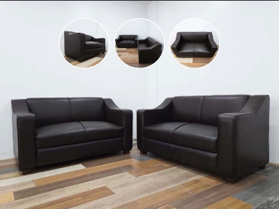 Picture of Faux Leather Sofa Set for Living Room Furniture | 2 Seater Sofa Set | 4 Seater Sofa | Sofa for Home & Office | Waiting Room Sofa | Pre-Assembled Color:- Black