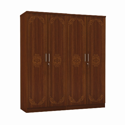 Picture of CNC Design Cupboard Clothes Storage Organizer Almirah, 4 Door/ 3 Door/ 2 Door/ 1 Door Cupboard Closet, Hanging Space with Cloths Storage Shelves & Inner Drawer with Security Lock Almari, Bedroom Wardrobe, Suitable for your Home Decor Furniture,