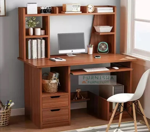 Picture of Levente Extendable Reading Table, Computer Table  With Keyboard Tray, Study Table with Storage Drawer and Book Shelf,  Multipurpose use for your home and office Desk, Activity Table Computer Office Study Writing Desk 54/45''