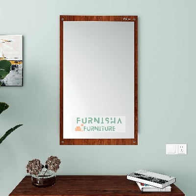 Picture of Furnisha Home Furniture Engineered Wood Dressing Wall Mirrors/Hanging Dressing Mirrors/Decorative Plain Mirror for Bed Room/Wall Mounted for Living Room or Bath Room (16 mm Melamine Board Rectangular Framed) 24/12''
