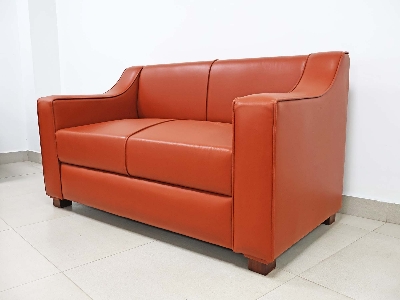 Picture of Faux Leather Sofa Set for Living Room Furniture | 2 Seater Sofa Set | 4 Seater Sofa | Sofa for Home & Office | Waiting Room Sofa | Pre-Assembled Color:- Orange