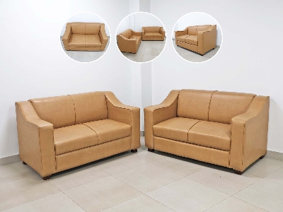 Picture of Faux Leather Sofa Set for Living Room Furniture | 2 Seater Sofa Set | 4 Seater Sofa | Sofa for Home & Office | Waiting Room Sofa | Pre-Assembled Color - Cream