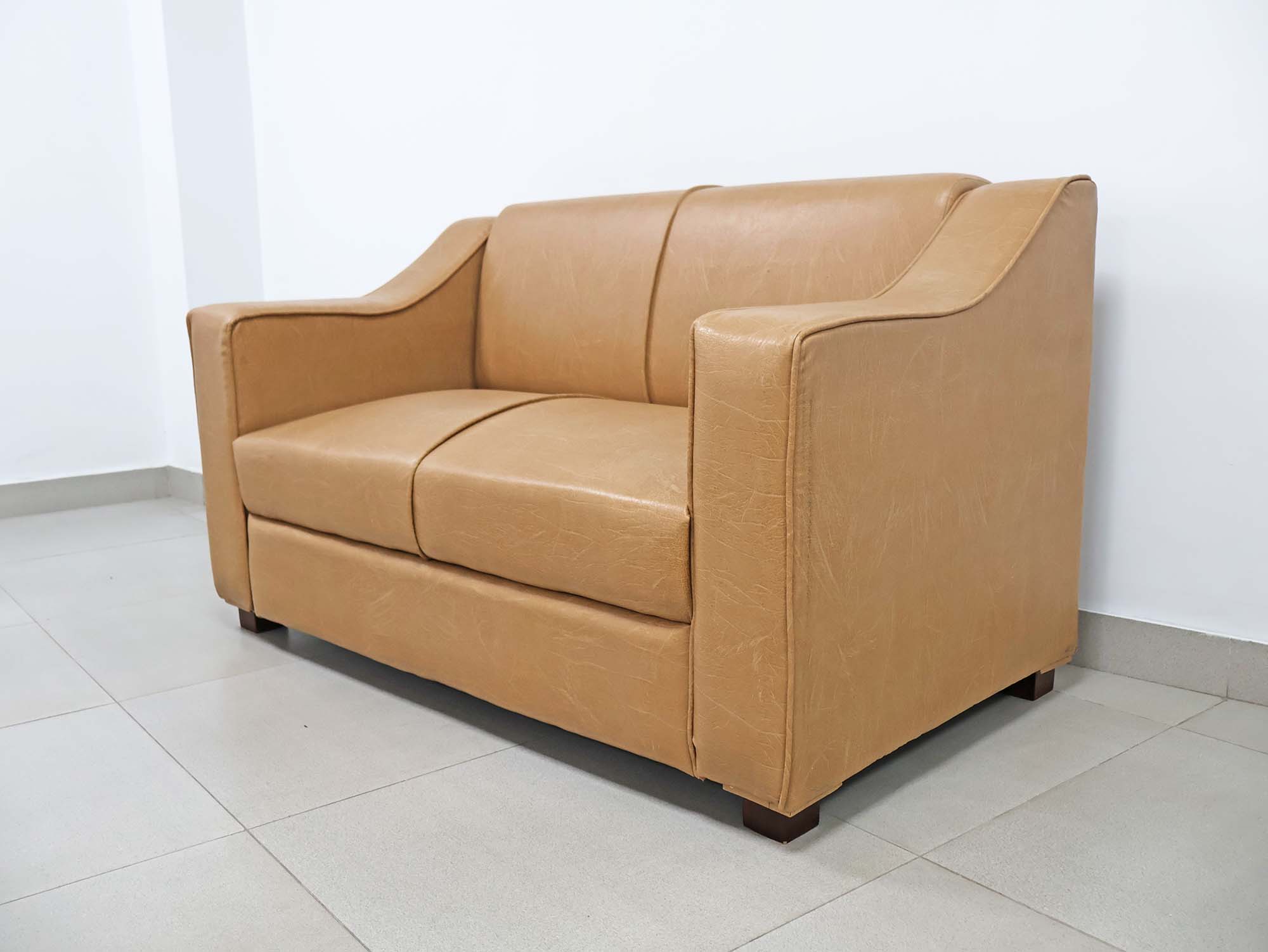 Picture of Faux Leather Sofa Set for Living Room Furniture | 2 Seater Sofa Set | 4 Seater Sofa | Sofa for Home & Office | Waiting Room Sofa | Pre-Assembled Color - Cream