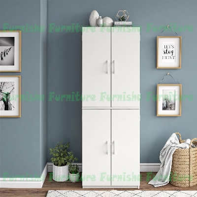 Picture of Tangkula 72 Inches Tall Storage Cabinet Almirah with 4 Door, Freestanding Pantry Cabinet with Shelf & Anti-tilt Design, Modern Utility Storage Organizer for Living Room 72/24''