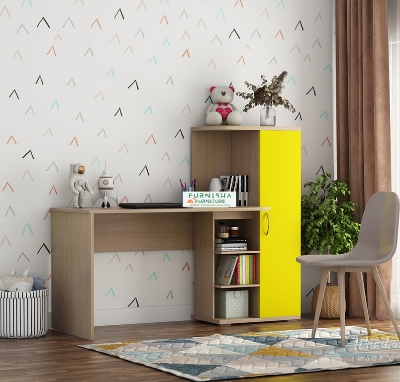 Picture of Mallium Engineered Wood Study & Computer Table, Home Office Work Desk with Locker Cabinet 3 Shelf Storage for Book & File Reading Table 50/42''