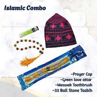 Picture of Ramadan Islamic Combo Set Tupi 33 ball stone tosbih Attar Meswak Green love