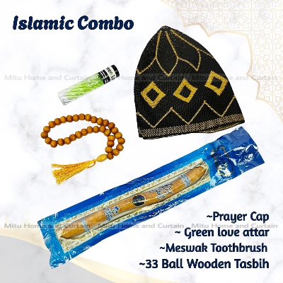 Picture of Ramadan Islamic Combo Set Tupi 33 ball Wodden tosbih Attar Meswak Green love