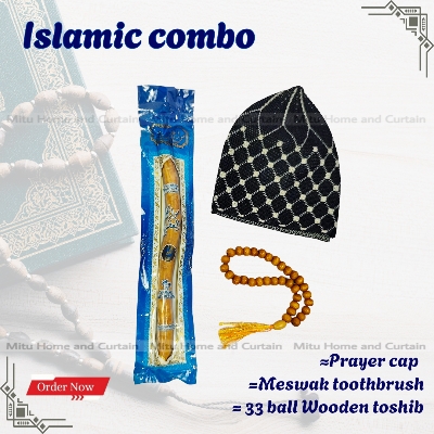 Picture of Ramadan Islamic Combo Set Tupi 33 ball Wodden tosbih Meswak