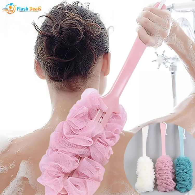 Picture of Long Handle Bath Sponge Shower Brush Back Scrubber For Shower Soft Mesh Body Back Cleaner Washer Body Bath Massage Brush (Multicolor)