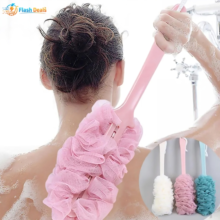 Picture of Long Handle Bath Sponge Shower Brush Back Scrubber For Shower Soft Mesh Body Back Cleaner Washer Body Bath Massage Brush (Multicolor)
