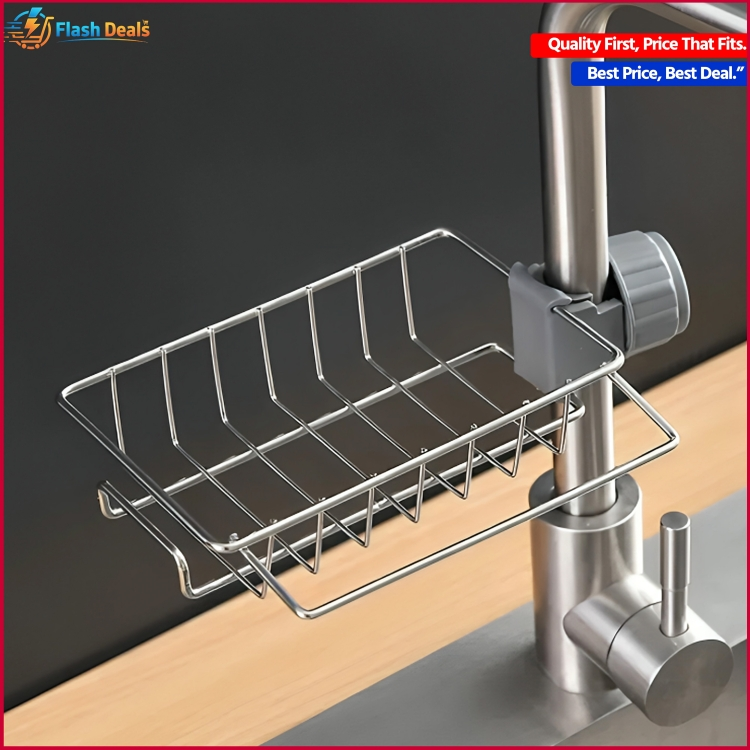Picture of Faucet Rack Kitchen Stainless Steel Sponge Sink Drain Storage Holder Soap Drainer Towel Rack Shelf Organizer Kitchen Accessories (Multicolor)