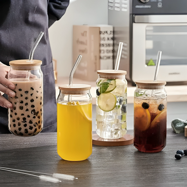 Picture of New 540ml Glass cup new high borosilicate coffee cup glass water cup cold drink cola beverage cup milk tea milk single layer cup (White)