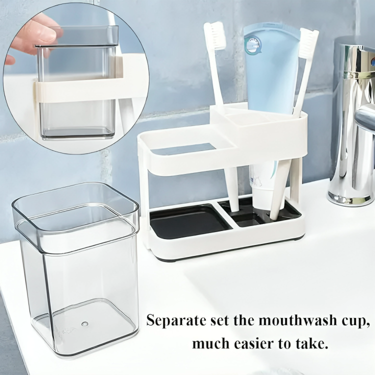 Picture of 1\ 2 CUPS With 1 TOOTHBRUSH HOLDER TOOTHPASTE STORAGE STAND (Multicolor)