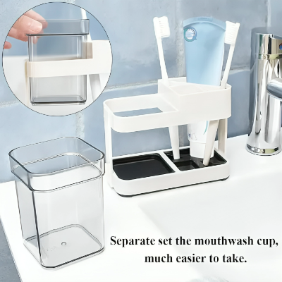 Picture of 1\ 2 CUPS With 1 TOOTHBRUSH HOLDER TOOTHPASTE STORAGE STAND (Multicolor)