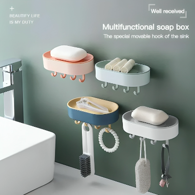 Picture of Soap Holder With Lid Drain Soap Box Punch-Free Flip-Top Soap Dish Creative (Multicolor)