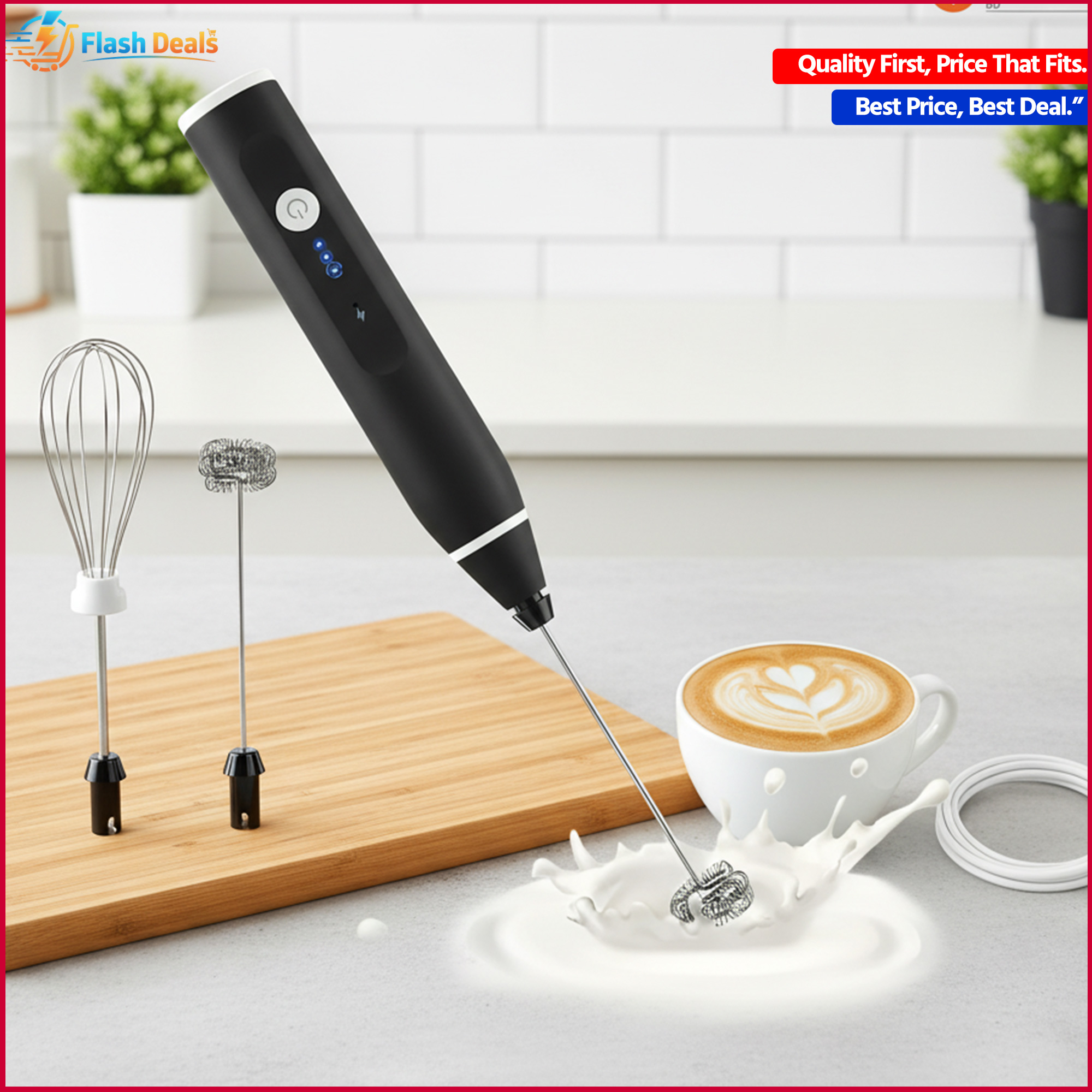 Picture of Rechargeable Portable Electric Egg Beater for Home Baking, Coffee, Cake Mixer, Handheld Cooking Stick, Handheld Type (Multicolor)