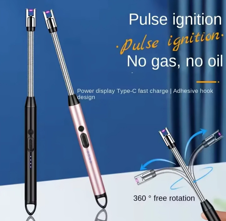 Picture of Modern Outdoor Portable Electric Kitchen Gas Lighter/Arc Lighter USB Rechargeable Long Lighter Windproof Candle Lighter Outdoor Plasma Flexible Neck (Multicolor)