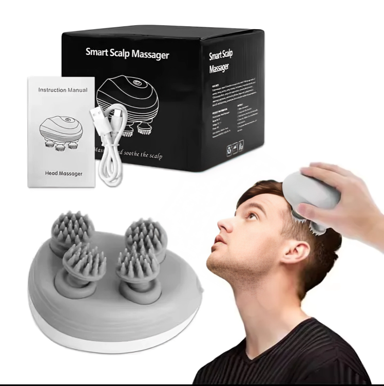 Picture of Electric Scalp Massager, Portable Head Massager with Kneading 96 Massage Nodes, Handheld Head Scratcher Massager for Stress Relax and Pain Relief, Ideal Gifts for Women, Men (Multicolor)