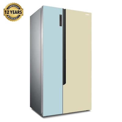 Picture of VISION Glass Door Side By Side Frost Refrigerator RE-566 Liter Blue & Yellow