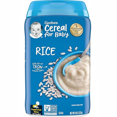 Picture of Gerber Cereal Foods Rice Cereal, Non-GMO, Gluten Free & No Artificial Flavors or Colors, Made with Essential Nutrients-227g uk