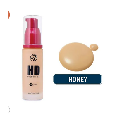 Picture of W7 12 Hour HD Foundation - Honey - 30ml-New Ultra Smooth Full Coverage Formula