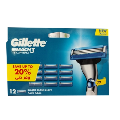 Picture of Gillette Mach 3 Turbo Razor Blades– pack contains 12 heads