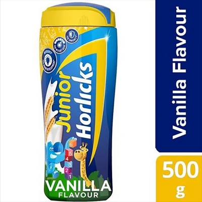Picture of India-500g Horlicks Junior Health & Nutrition Drink - With DHA & Nutrients Vanilla Flavour 500g Jar