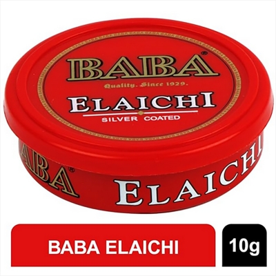Picture of BABA ELAICHI Silver Coated Saffron Blended Elaichi - Refreshing, Exotic And Aromatic Mouth Freshener - 10Gm Tin