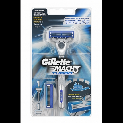 Picture of Gillette Mach3 Turbo Shaving Razor Handle + 2 Blade Refills