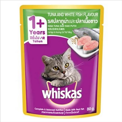 Picture of Whiskas Cat Food Tuna and White Fish Flavor - 80gm