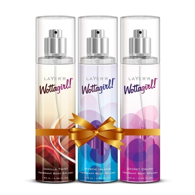 Picture of Layer`r Wottagirl 3pcs Combo Set Amber kiss, Vanila twist, Mystic Island Body Splash For women Long lasting ~135ml