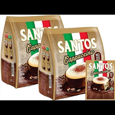 Picture of Santos Cappuccino (Pack of 2) - Premix Instant Coffee - No Added Sugar - with Choco Granule - 2x 20 Sachets x 15g (Total 40 sachets)