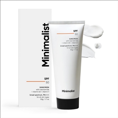 Picture of Minimalist SPF 50 Sunscreen with niacinamide + vitamin b5 +vitamin f 50gm