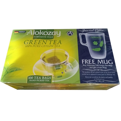 Picture of Alokozay Premium Green Tea 100 Tea Bags Free Mug Dubai
