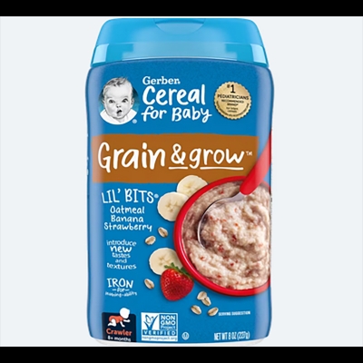 Picture of Gerber Lil Bits Baby's Oatmeal Banana Strawberry Cereal (227g) uk