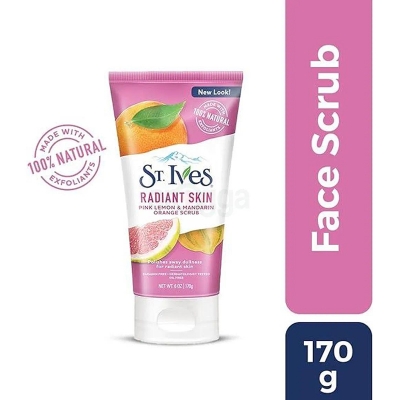 Picture of Face Scrubs - St. Ives Radiant Skin Face Scrub For Dull Skin Pink Lemon and Mandarin Orange With 100 percent Natural Exfoliates - 170ml