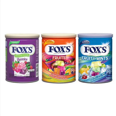 Picture of Fox's Crystal Clear Assorted Fruit Flavours 3 X 180g Berries,Fruit,Fruity Mints Tin Pack