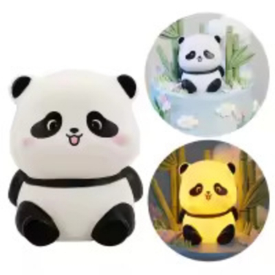 Picture of Panda LED Night Light | Cute Panda Plastic Lamp Bedside Decor Creative Kids Night Light Birthday Gift Cake Decor | Small dim light panda for baby and men (Multicolor)