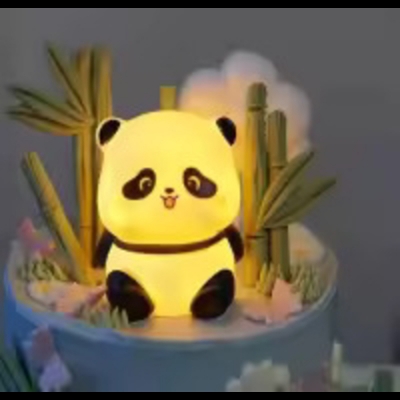 Picture of Panda LED Night Light | Cute Panda Plastic Lamp Bedside Decor Creative Kids Night Light Birthday Gift Cake Decor | Small dim light panda for baby and men (Multicolor)